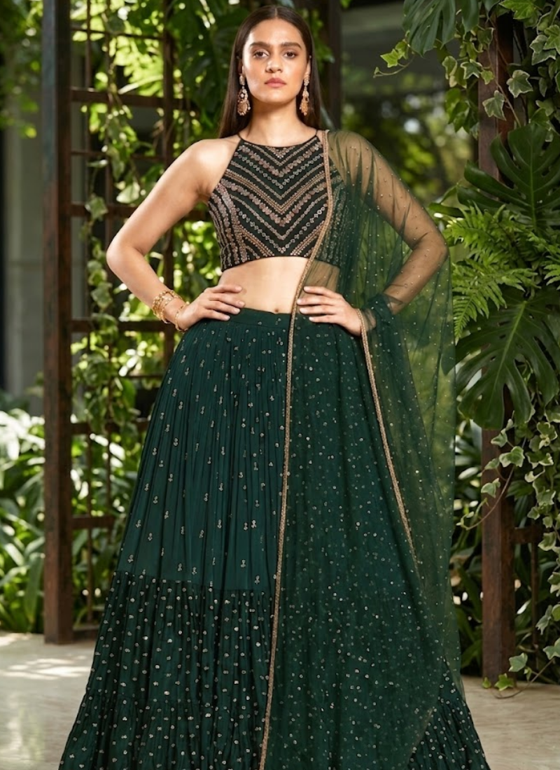 Georgette Lehenga Set – Zari & Sequence Embroidery Australia