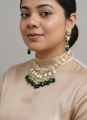 Necklace Set with Earrings & Green Beads – Earrings Included 3
