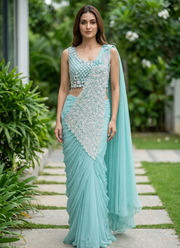 Georgette Saree – Embroidery Sequence Work, Ready to Wear 1