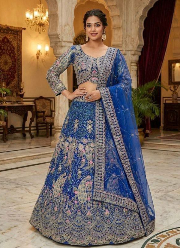 Blue lehenga – dupatta and set view