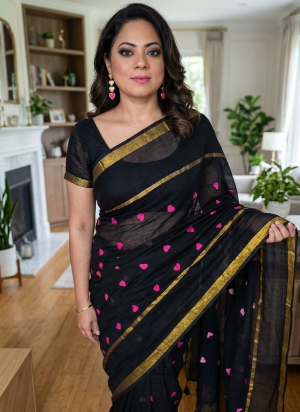 Love Buti Embroidery Mul Cotton Saree