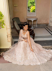 Faux Georgette Bridesmaid Lehenga Choli with Zari & Sequins Embroidery + Net Dupatta 2
