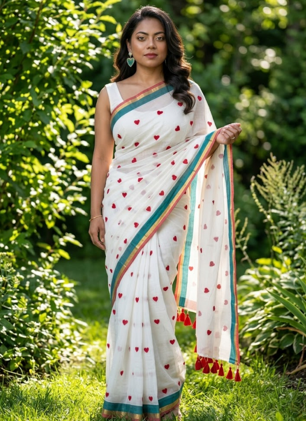 Love Buti Embroidery Mul Cotton Saree