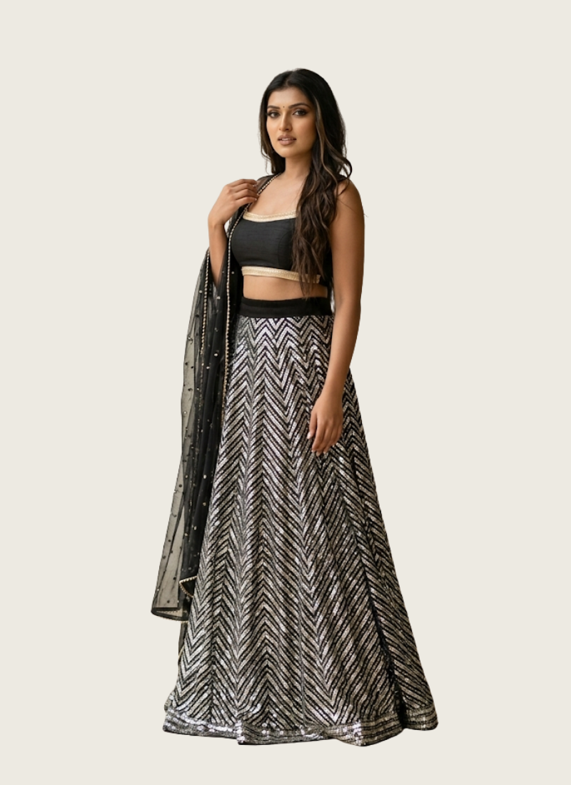 Georgette Lehenga Choli with Sequin &amp; Zari Work