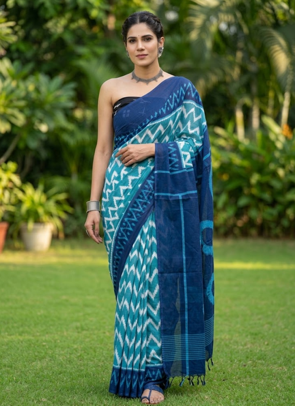 Pure Cotton Mulmul Saree with Blouse | Indian Traditional Wear Online Australia