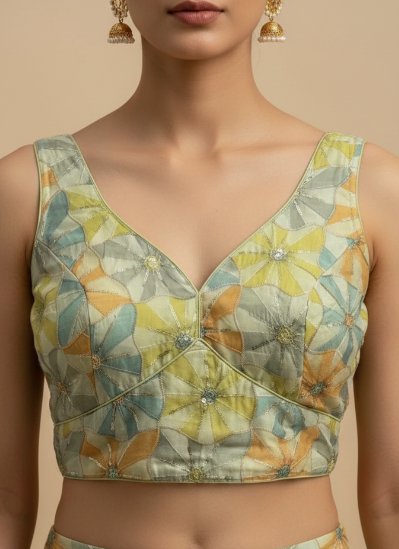 Stylish Crepe Back-Open Party Blouse