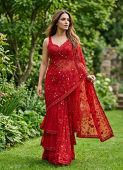 Ruffle Georgette Saree 1