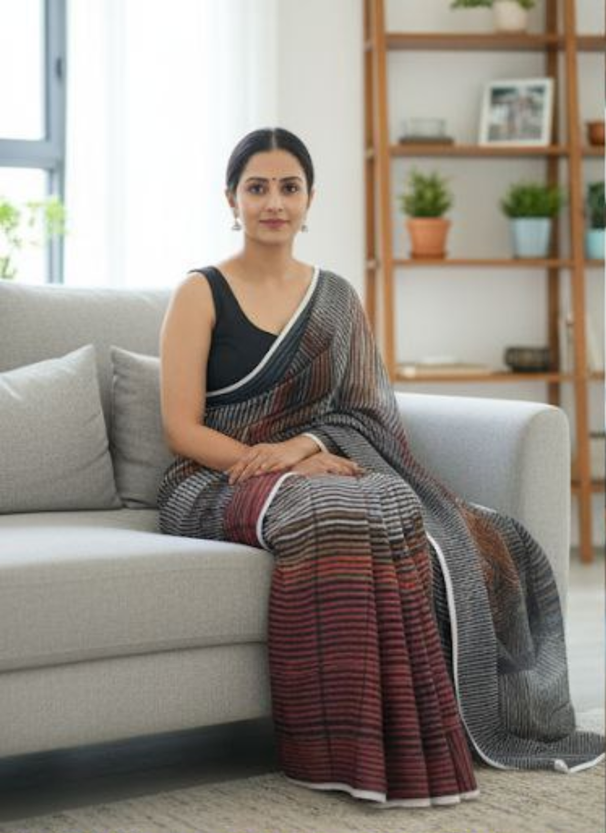 Multi-Color Tashar Silk Saree – Vertical Stripes Designer Saree