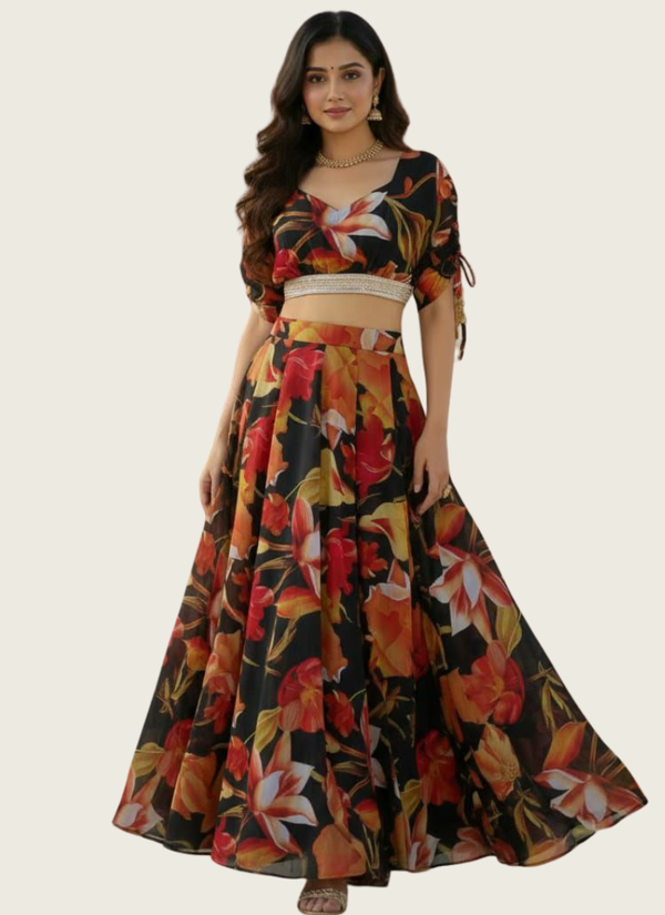 Georgette Digital Printed Lehenga Choli with 5m Flair (Stitched Set) Australia
