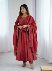 Roman Shimmer Chanderi Silk Anarkali Suit with Beads Work & Dupatta (Sizes XS–XXL) 6