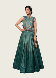 Gold Crush Lehenga Choli with Embroidered Shrug 2