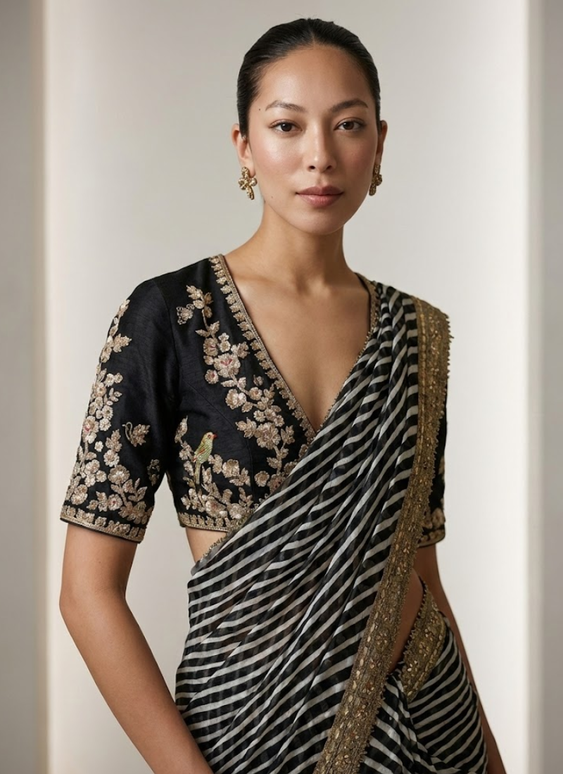 Soft Georgette Leriya Saree with Sequins Embroidery