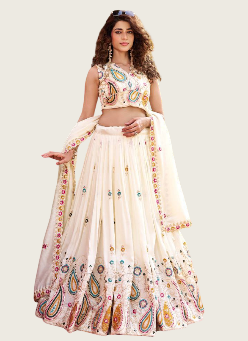 Pure Vichitra Heavy Embroidered Lehenga Choli. Indian woman online shop in Australia