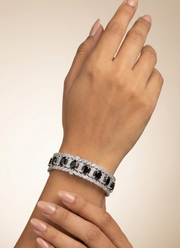 Diamond Cut Stone Bracelet with White & Black Setting 1