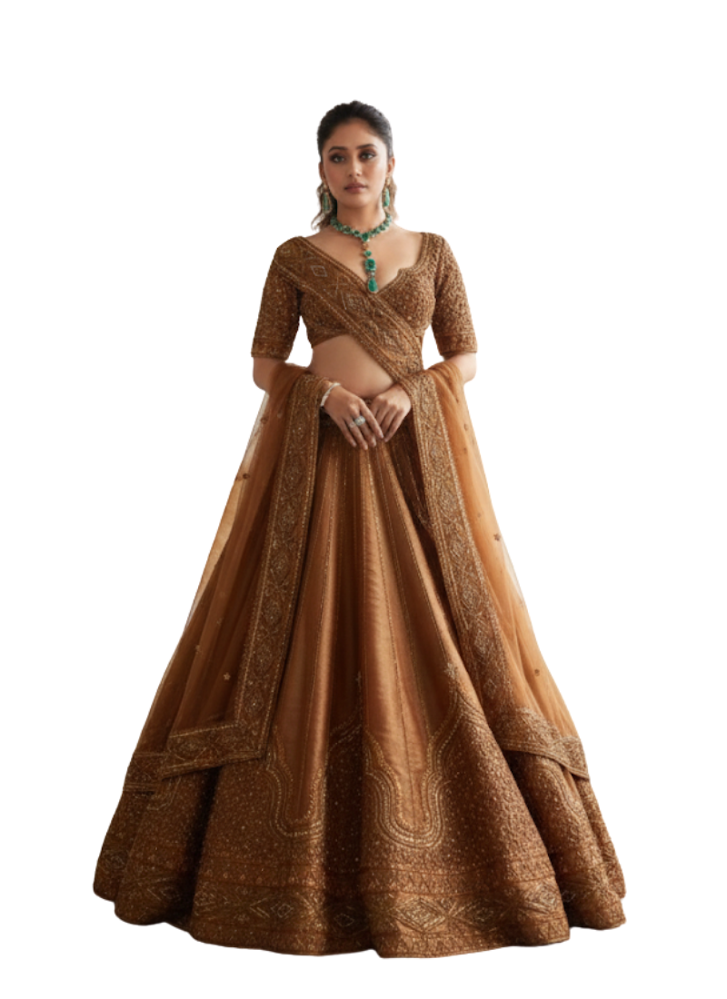 Satin Silk Lehenga Choli with Sequin &amp; Dori Work