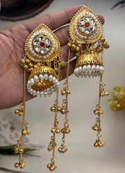 White Golden Kashmiri Earrings 4