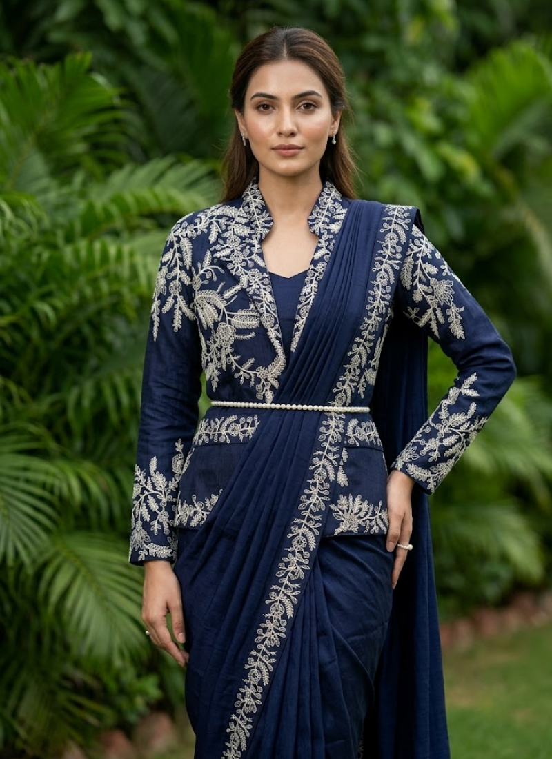 Heavy Chinon Saree – Embroidery Sequence Work, Ready to Wear Australia