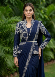 Heavy Chinon Saree – Embroidery Sequence Work, Ready to Wear 1