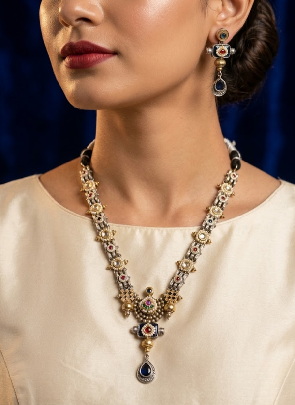 Samiksha Dual Tone Necklace Set ,Indian necklace set Australia