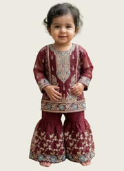 Baby Sharara Set in Raw Silk with Mirror Work 8