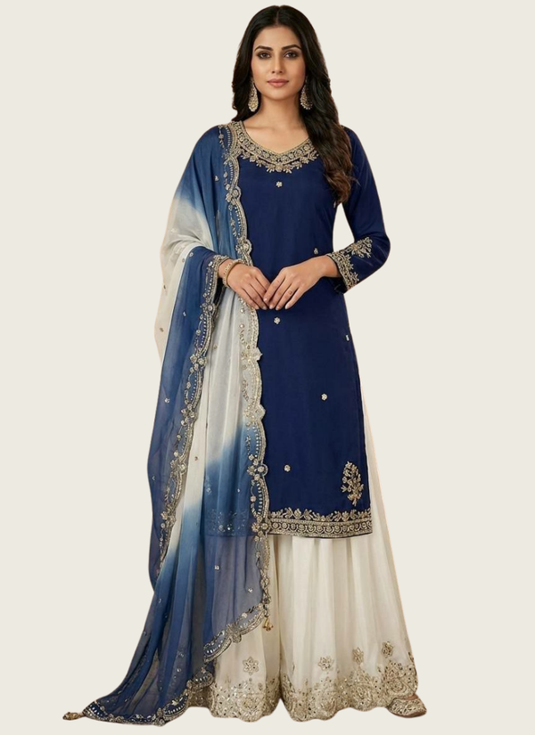 French Crepe Salwar Suit with Organza Dupatta, Indian wedding dresses Perth
