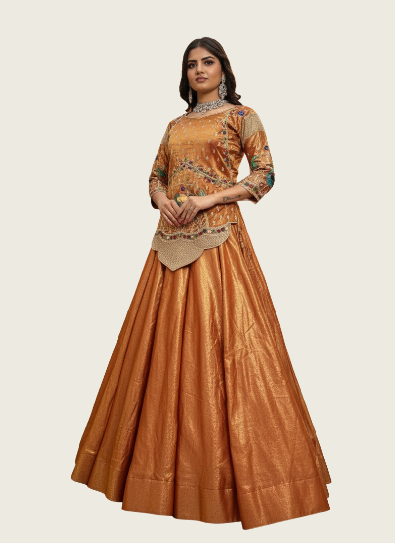 pure silk satin lehenga choli set