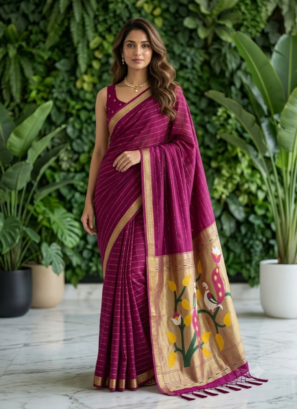 Cotton Paithani Saree – Zari Buttis & Pallu with Blouse, premium Bollywood sarees Australia