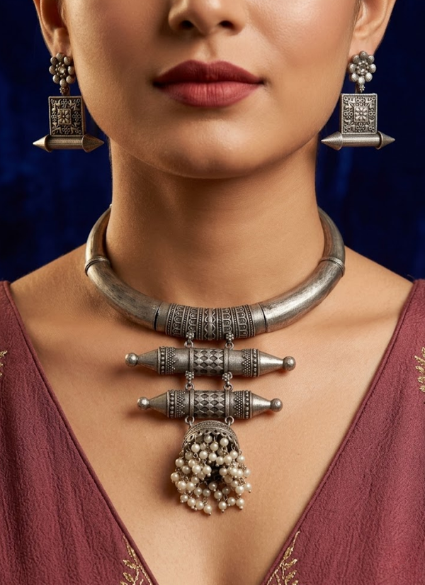 Snehal Silver Necklace Set, affordable silver jewelry in Australia