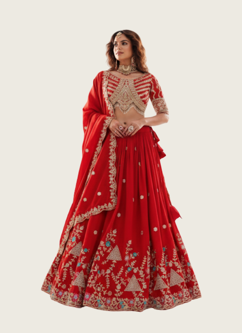 Vichitra Lehenga Choli with Heavy Sequin Embroidery