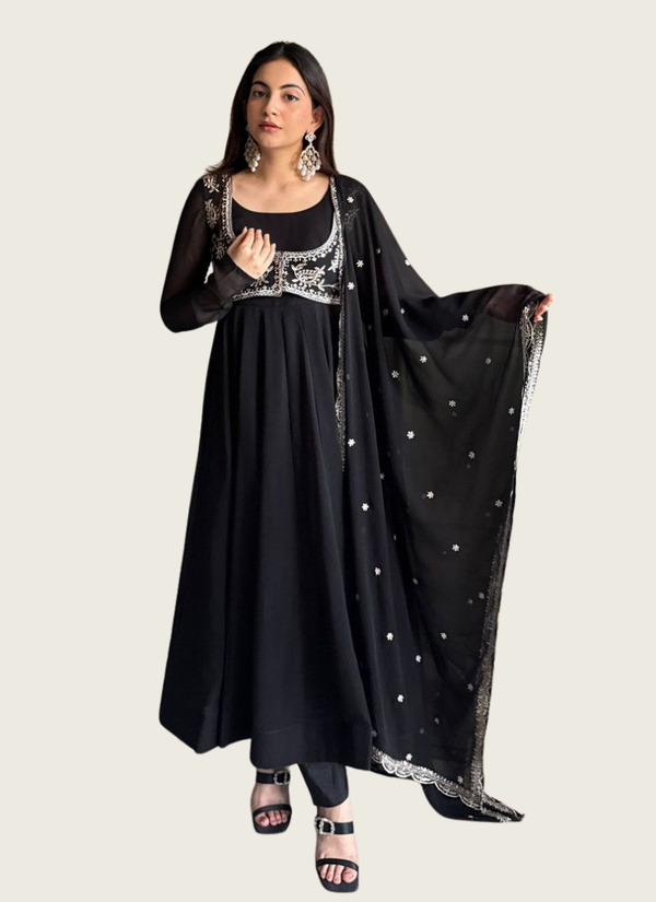 Fox Georgette Anarkali Set with Fancy Dupatta, buy Indian dress online Australia