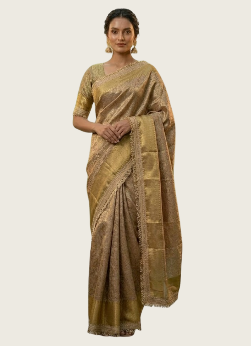 Gold Tissue Banarasi Saree with Heavy Border, buy saree in Perth Australia