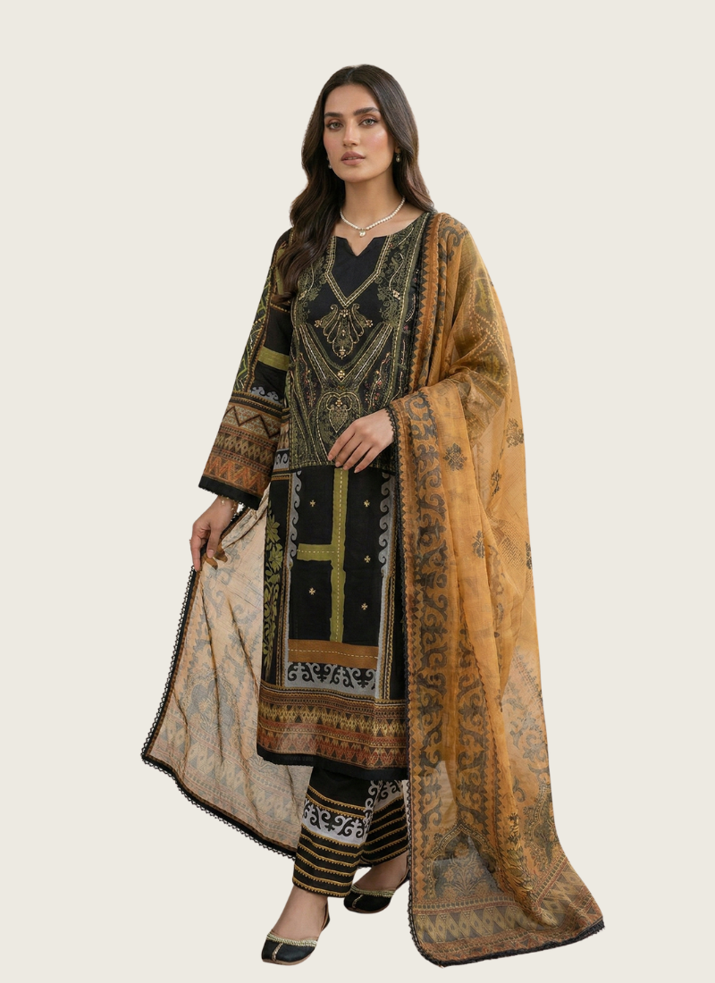 Black Organza Salwar Suit with Satin Inner - View 3