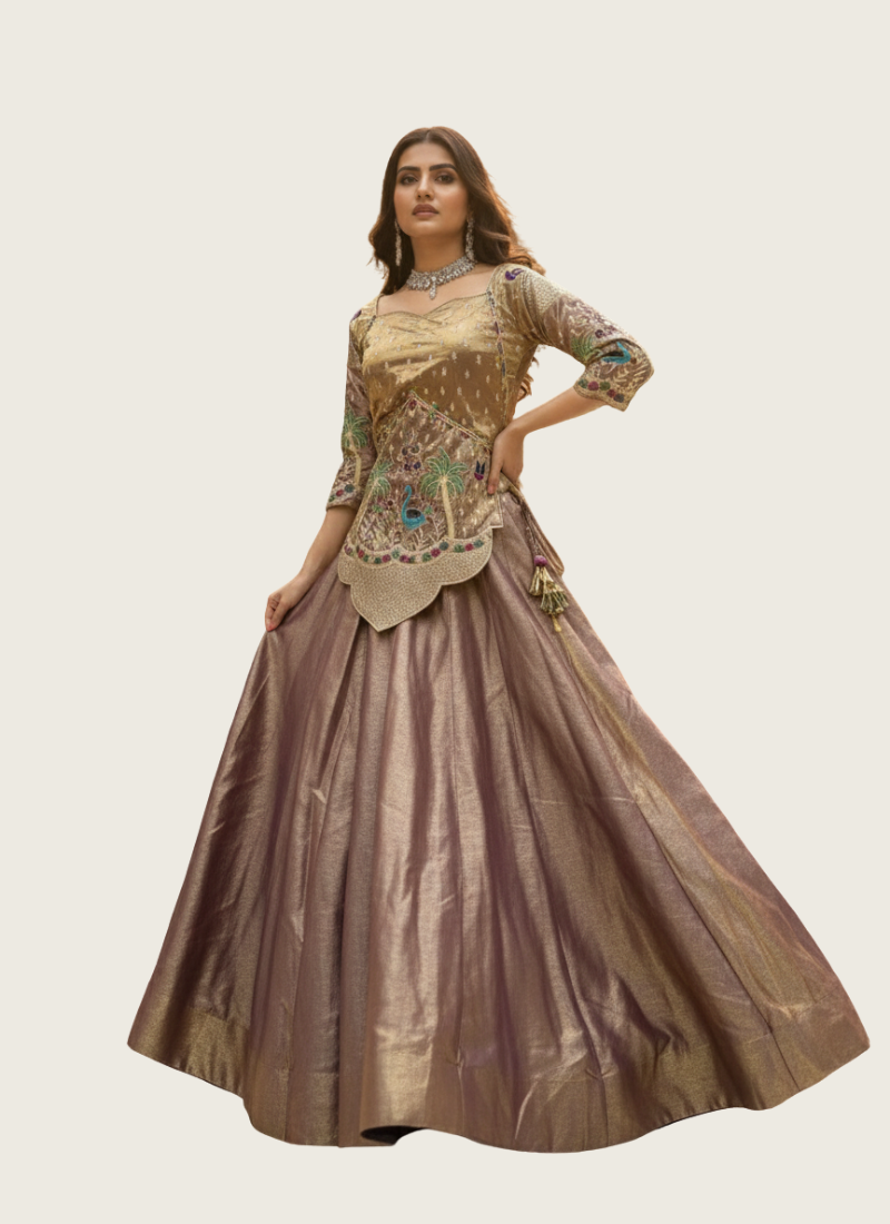 pure silk satin lehenga choli set