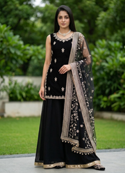 Designer Faux Georgette Palazzo Set – Thread & Sequins Work with Dupatta 1