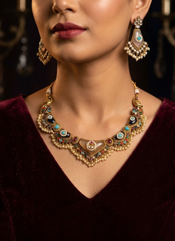 Varjika Dual Tone Necklace Set