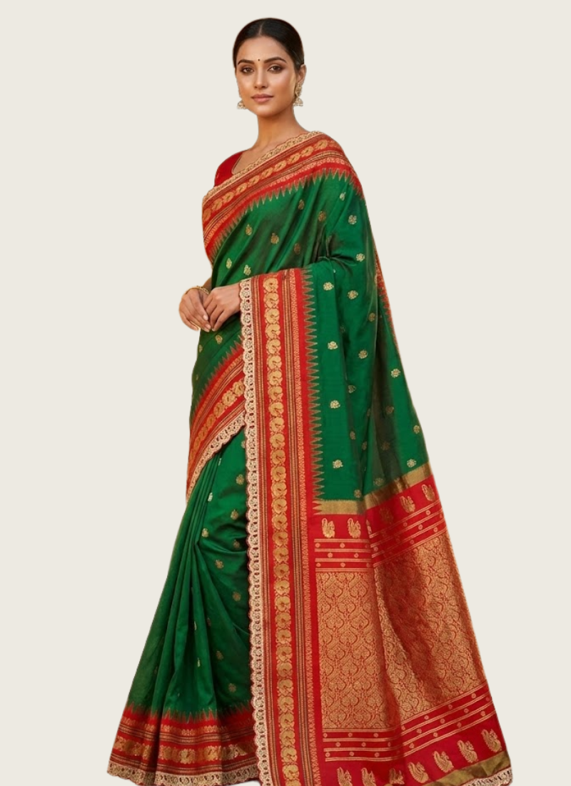 Banaras Silk Saree with Shovosachi Border