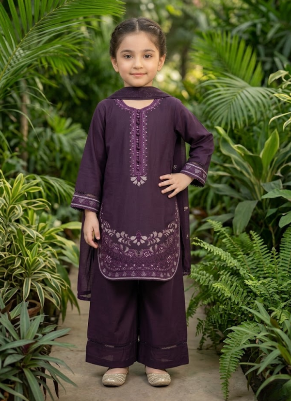 Girl’s 3‑Piece Embroidered Cotton Midi Shirt Set Australia