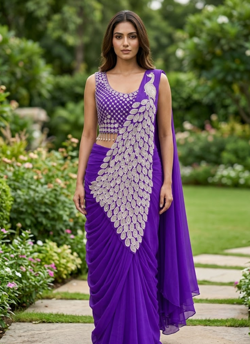 Georgette Saree – Embroidery Sequence Work, Ready to Wear Australia