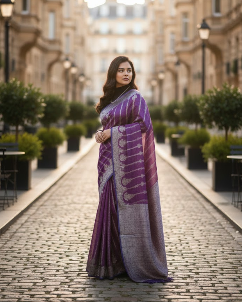 Banarasi Tissue Saree – Crush Finish Elegance
