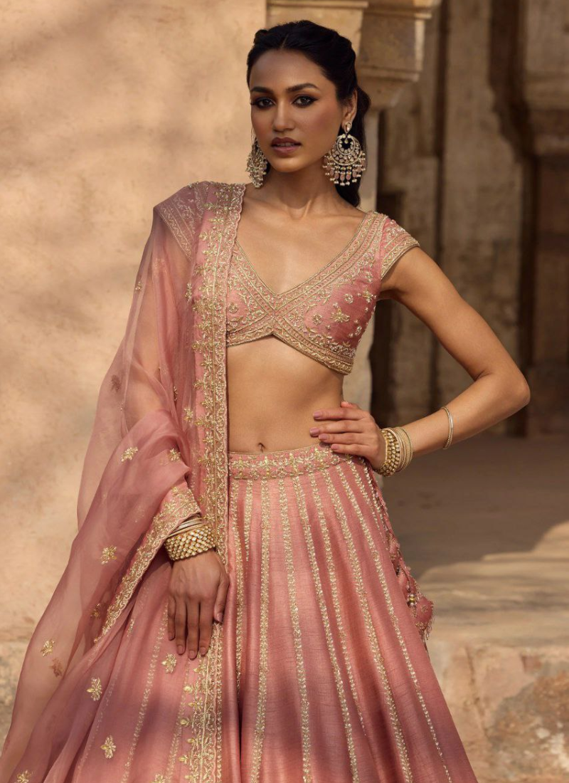 Fancy Fabric Lehenga Choli with Zari & Sequins Embroidery + Net Dupatta