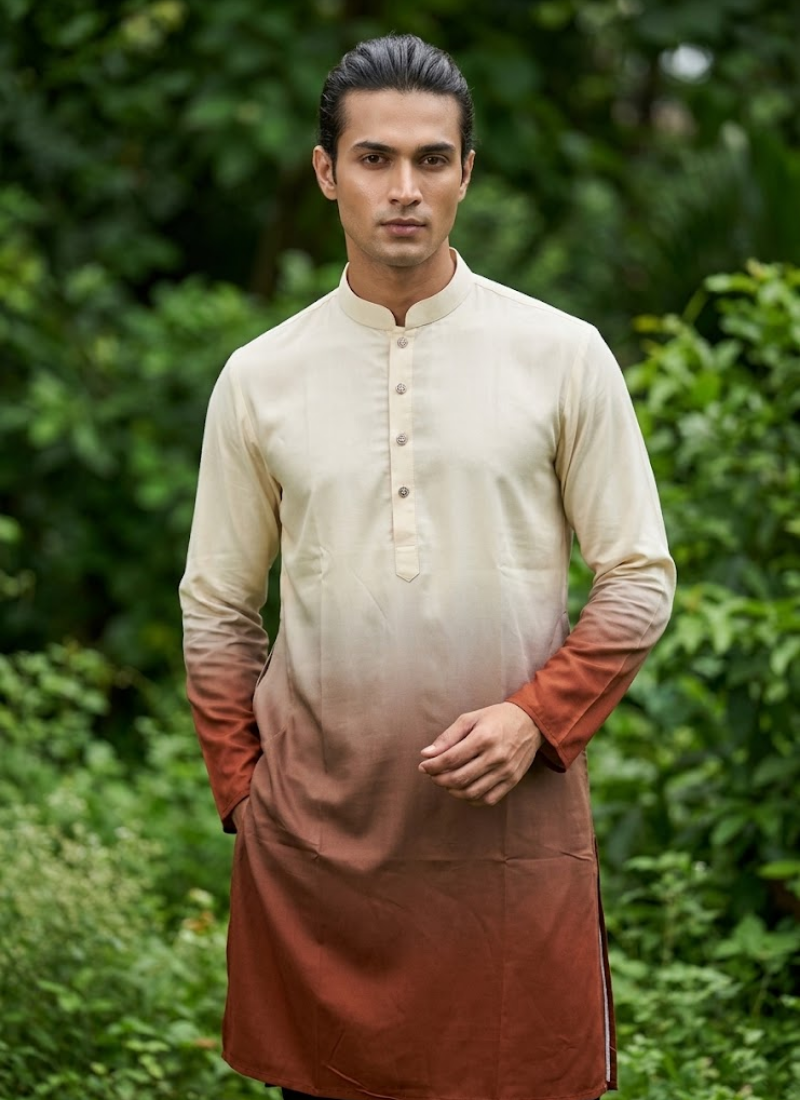 Rayon Printed Kurta with Cotton Pyjama | Indian Men's Traditional Dress Online Australia Australia