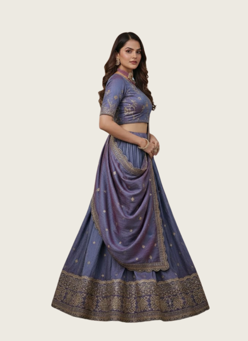 YSL Silk Lehenga Choli with Zari &amp; Sequin Work