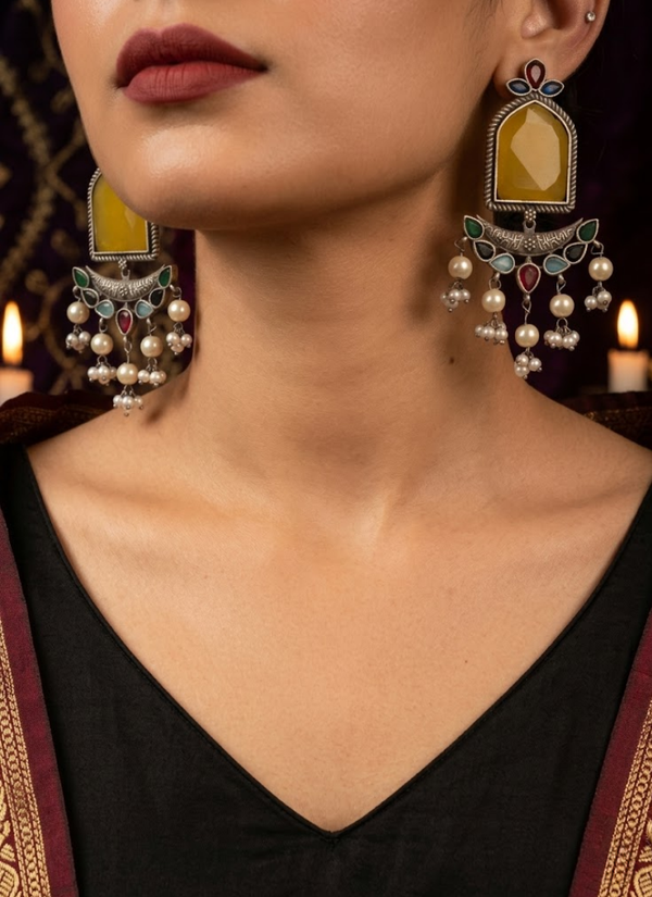Yellow Silver Replica Earrings, Indian jewellery Perth Australia