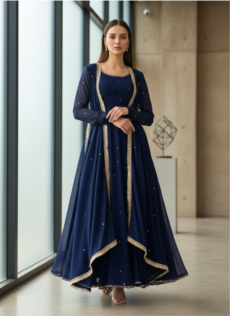 Elegant Handwork Anarkali Set with Dupatta