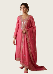 Pink Silk Salwar Suit with Mirror Work 6