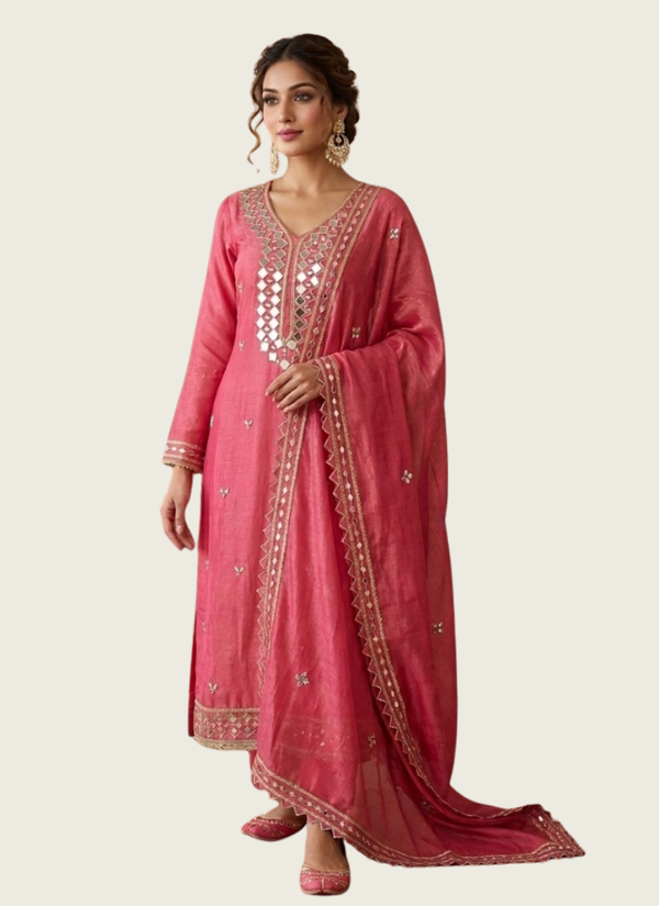 Pink Silk Salwar Suit with Mirror Work, buy salwar suit online Australia