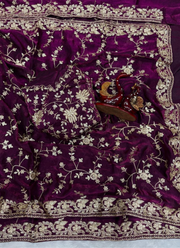 Space Silk Saree – Sequin & Zari Embroidery with Matching Blouse 3