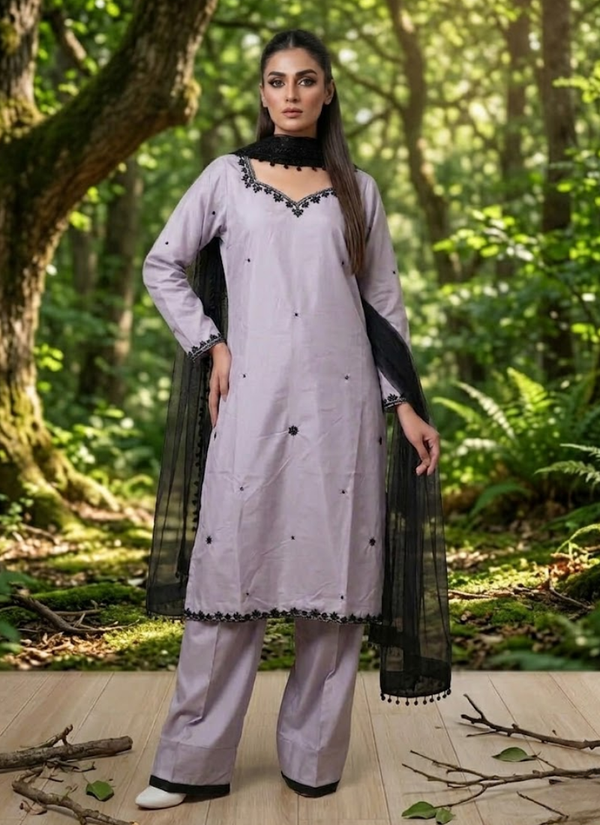 Heavy Crepe Silk Farshi Salwar Suit with Organza Dupatta