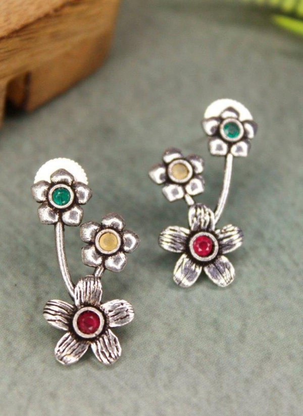 Multi‑Colour German Silver Earrings