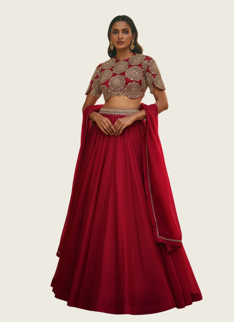 Roman silk lehenga choli set